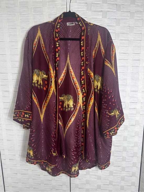 The Elephant Pants Other - The Elephant Pants Elephant Aztec Tribal Print Kimono Cardigan L/XL Boho Long